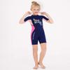DIVE & SAIL Kids Warm Wetsuit 2.5MM One Piece Short Sleeve Shorty Suit Sun UV Protection Swimming Diving Suit Swimwear for Boys Pink view 2