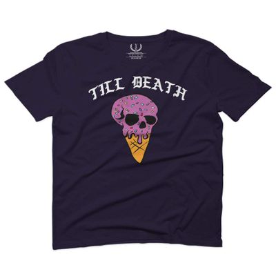 0259. dope Chill Till Death Ice Cream Skull Graphic Streetwear Society for Men T Shirt (Navy Blue, 2X-Large)