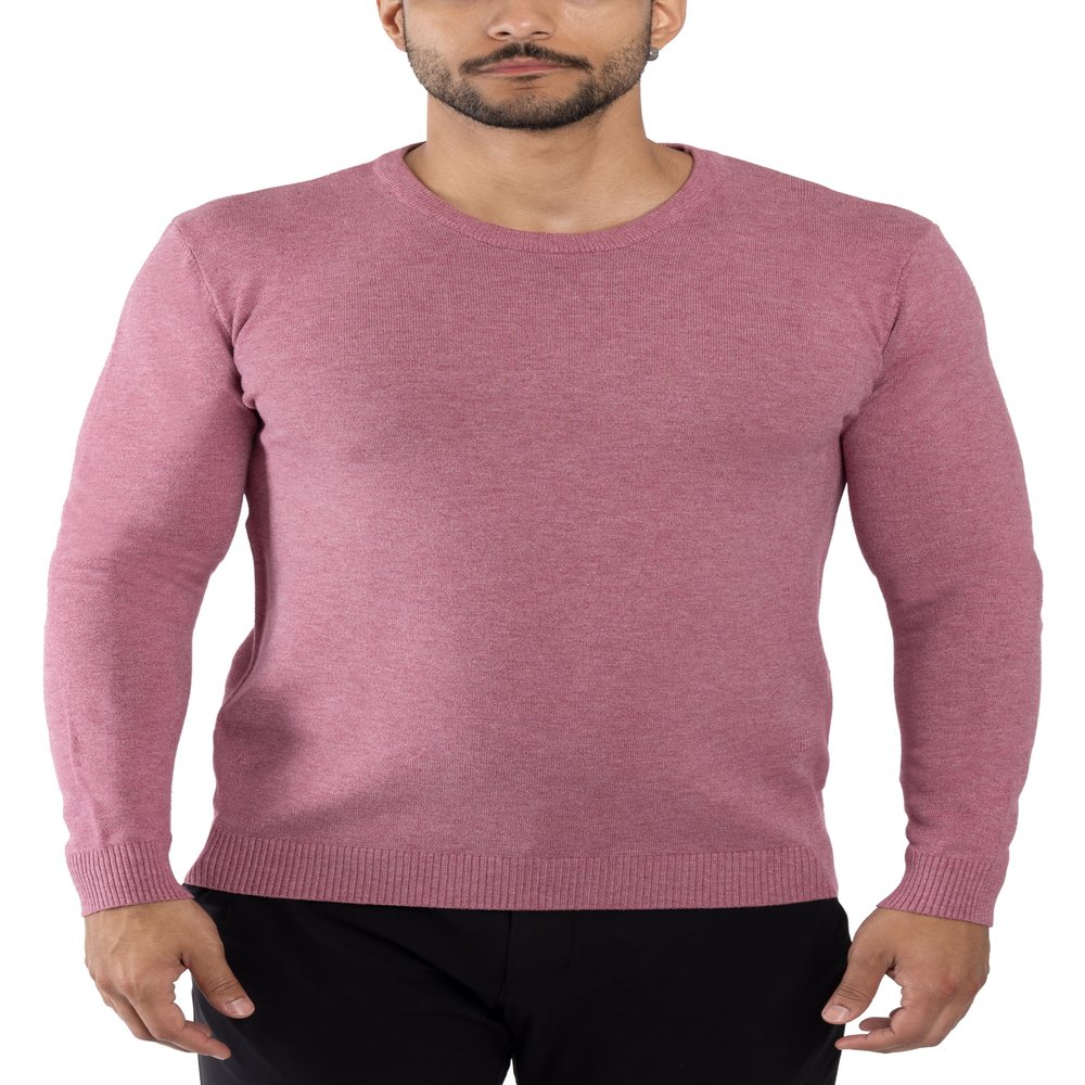 X RAY Mens Crew Neck Sweater Slim Fit Midweight Pullover Sweater for Men for Casual Dressy Wear (Big & Tall Available), Heather Raspberry, XX-Large