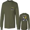 0256. Shark Summer Vibe Cool Graphic Surf Till Death Society Men's Long Sleeve t Shirt (Olive, Medium)
