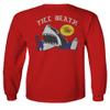 0256. Shark Summer Vibe Cool Graphic Surf Till Death Society Men's Long Sleeve t Shirt (Red, 2X Large) view 2