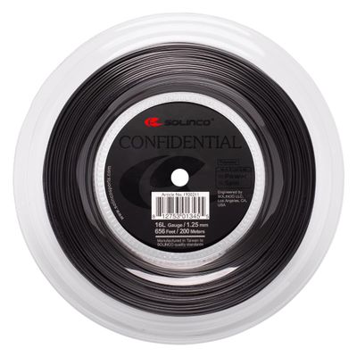 Solinco Confidential Tennis String Reel 656 ft / 200 m High-Performance Co-Polyester Monofilament for Power, Spin, Control & Comfort, 18