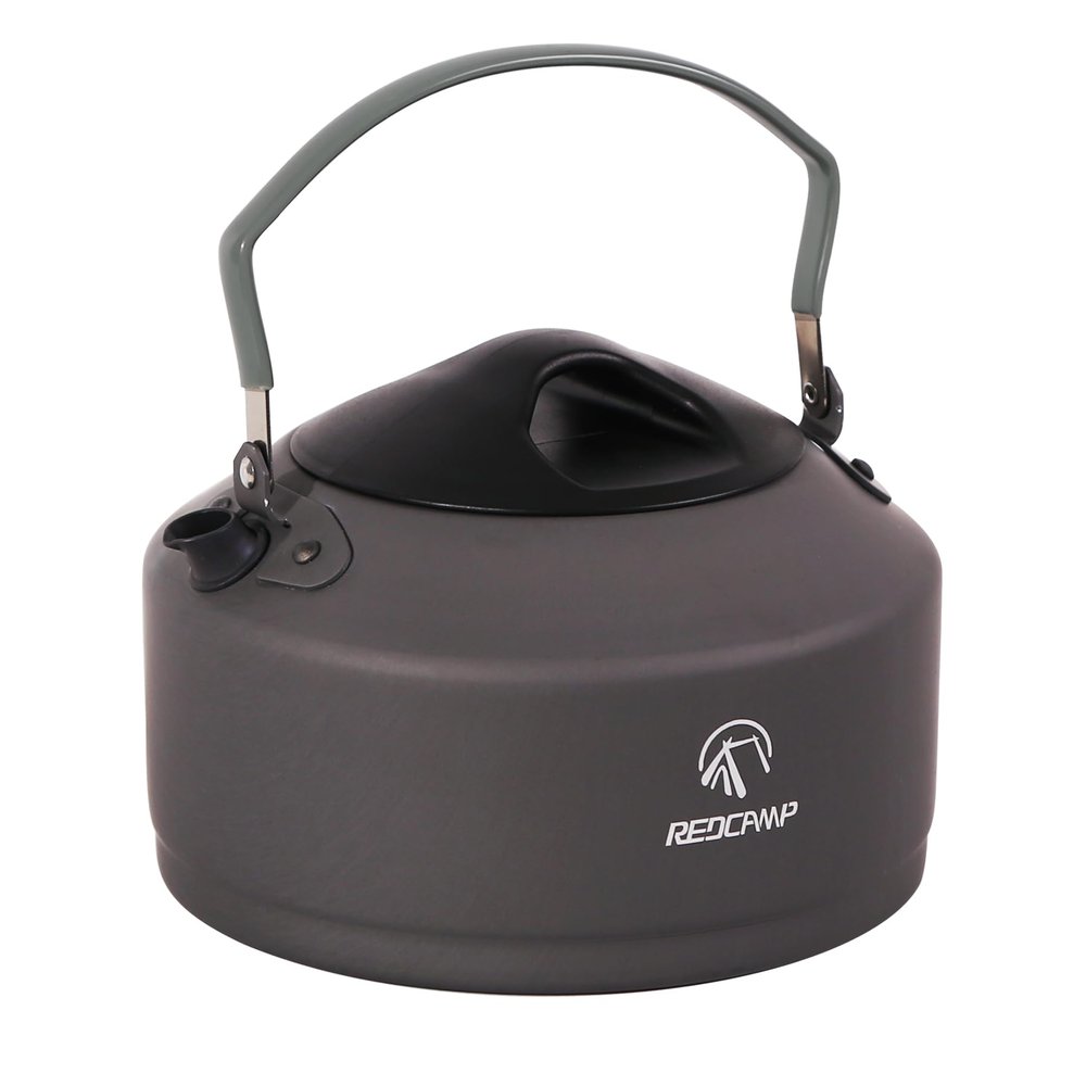 REDCAMP 0.9L Small Outdoor Camping Kettle, Aluminum Water Pot with Carrying Bag, Compact Lightweight Tea Kettle