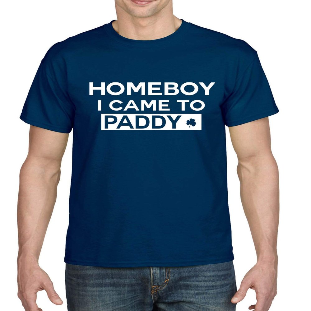 ALLNTRENDS Men's T Shirt Homeboy I Came to Paddy St Patrick's Day Shirt Irish (L, Navy Blue)