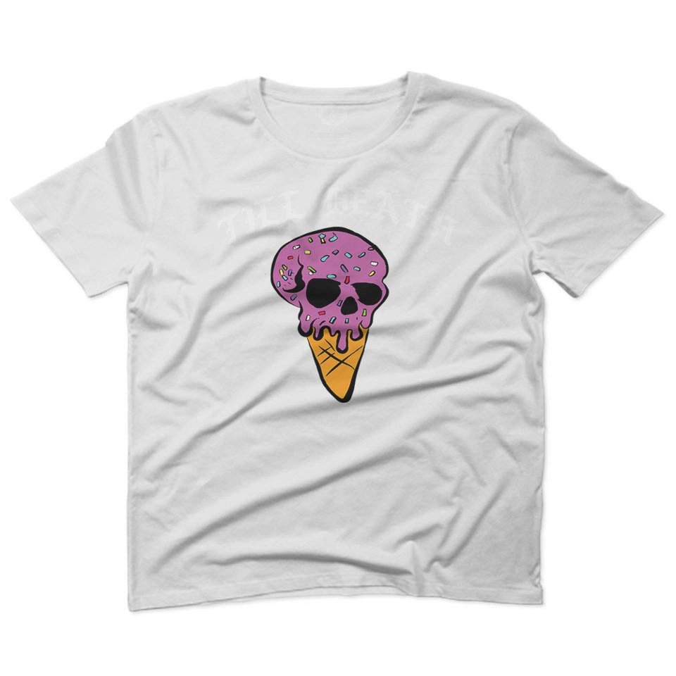 0259. dope Chill Till Death Ice Cream Skull Graphic Streetwear Society for Men T Shirt (White, 2X Large)