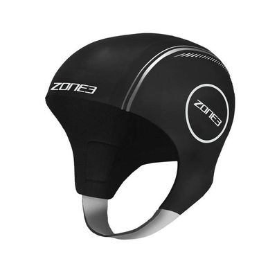 Zone3 Neoprene Swim Cap (Black/Reflective Silver, X-Small)