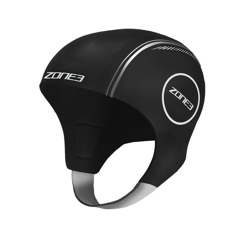 Zone3 Neoprene Swim Cap (Black/Reflective Silver, X-Small)