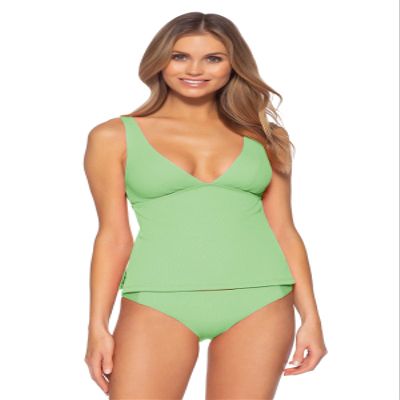 Becca by Rebecca Virtue Women's Camila Over The Shoulder Tankini Top Mint D