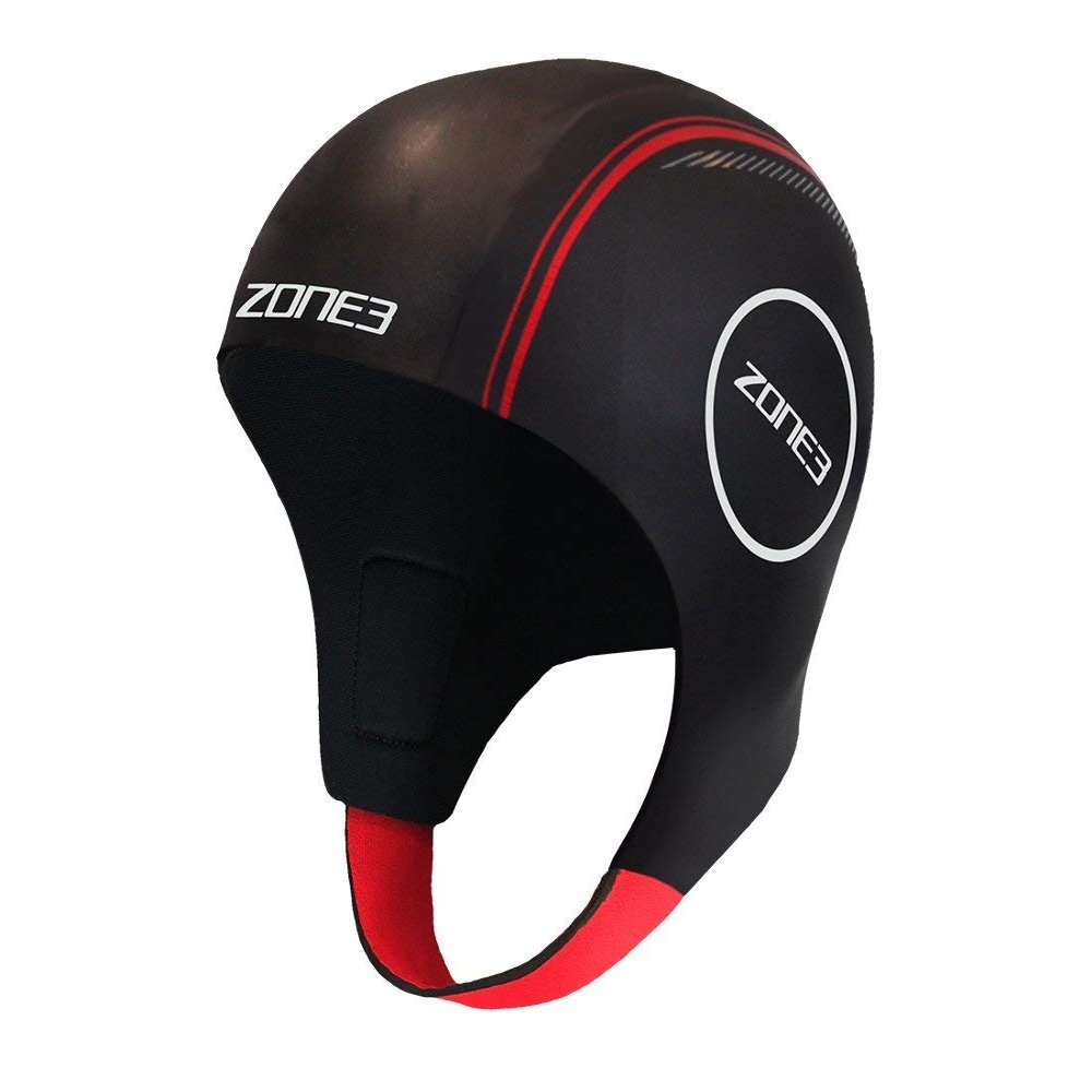 Zone3 Neoprene Swim Cap (Black/Red, X-Small)