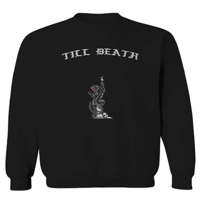 0261. Summer Palm Puma Tattoo Cool Graphic Till Death Streetwear Society Society Men's Crewneck Sweatshirt (Black Small)