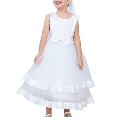 Sunny Fashion Girls Dress Sleeveless White Ball Gown Wedding Party Pageant Size 8