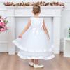Sunny Fashion Girls Dress Sleeveless White Ball Gown Wedding Party Pageant Size 8 view 3