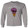 0259. dope Chill Till Death Ice Cream Skull Graphic Streetwear Society Men's Long Sleeve t Shirt (Light Gray Small) view 1