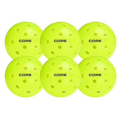 CORE Pickleball Balls for Professionals and All Levels of Play, USA Pickleball Approved Durable Outdoor Pickleball Balls with 40 Holes (6 Pack FBM)