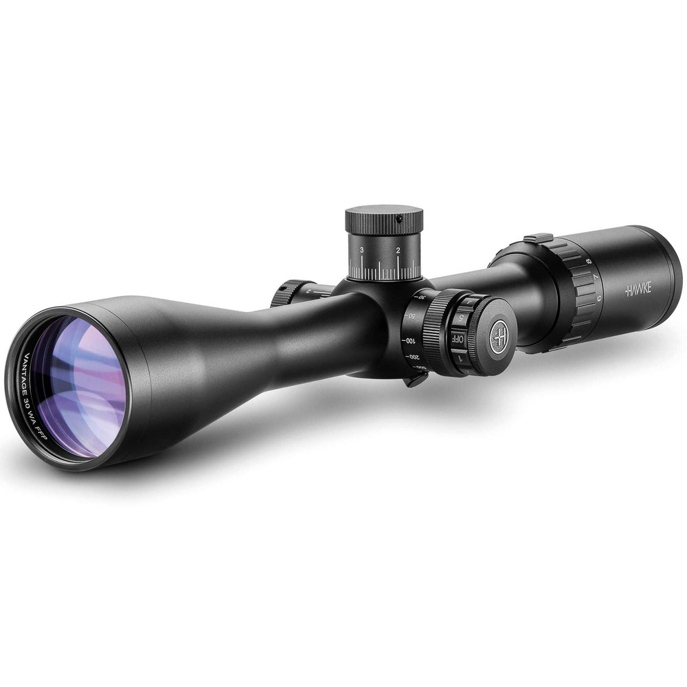 Hawke Vantage 30 WA FFP Riflescope | Half Mil Dot Reticle, 30mm Tube, Exposed Locking Turrets, Fully Multi-Coated Optics, Waterproof Fogproof Hunting Scope, 6-24x50
