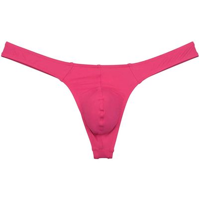JAXFSTK Men's Smooth Bikini Thong Underwear Low Rise Bulge Pouch T-back Sexy Tangas Panties Pink XL