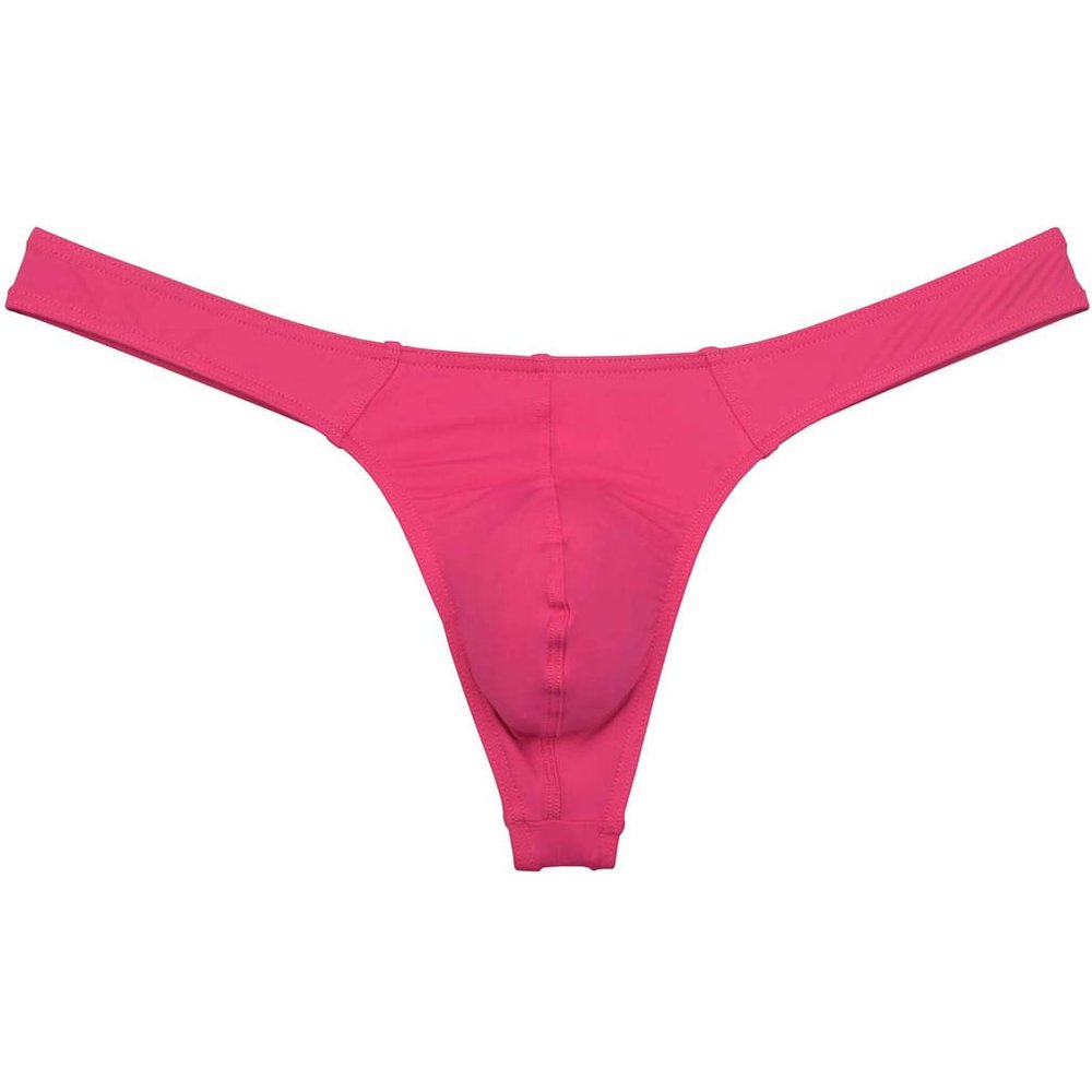 JAXFSTK Men's Smooth Bikini Thong Underwear Low Rise Bulge Pouch T-back Sexy Tangas Panties Pink XL