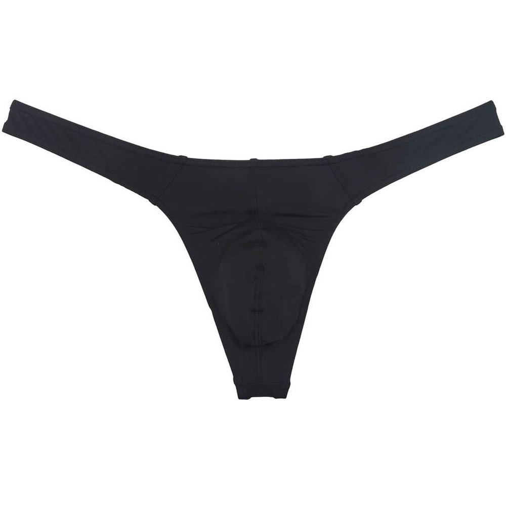 JAXFSTK Men's Smooth Bikini Thong Underwear Low Rise Bulge Pouch T-back Sexy Tangas Panties Black XL
