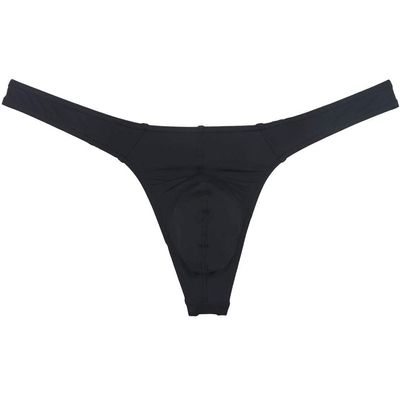 JAXFSTK Men's Smooth Bikini Thong Underwear Low Rise Bulge Pouch T-back Sexy Tangas Panties Black Large