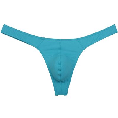 JAXFSTK Men's Smooth Bikini Thong Underwear Low Rise Bulge Pouch T-back Sexy Tangas Panties Light Blue Large