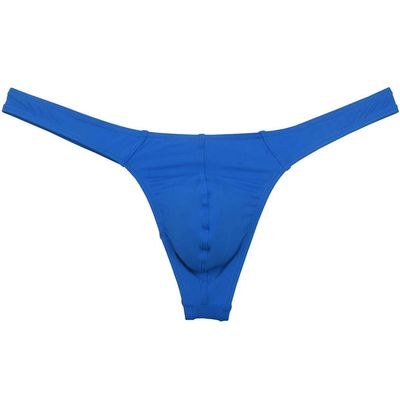 JAXFSTK Men's Smooth Bikini Thong Underwear Low Rise Bulge Pouch T-back Sexy Tangas Panties Blue XL