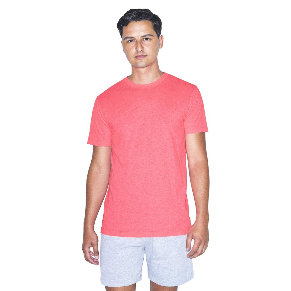 American Apparel Unisex 50/50 Crewneck Short Sleeve T-Shirt, 2-Pack Neon Heather Pink
