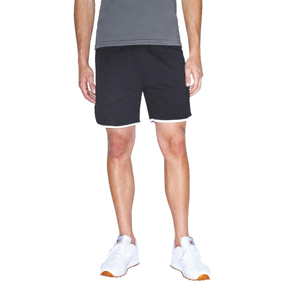 American Apparel Men's Interlock Basketball Shorts, Black/White, X-Small