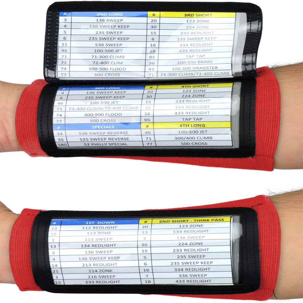 Sports Unlimited Youth Triple Wrist Coach, Football Wristbands for Plays, Baseball Wristbands, QB Arm Bands