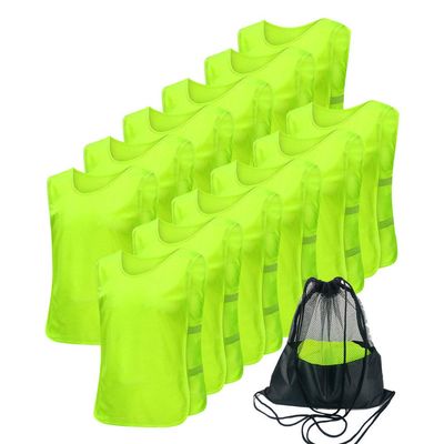 Antoyo Pinnies Adult Football Jersey, Adjustable Mesh Soccer Jersey Green-L