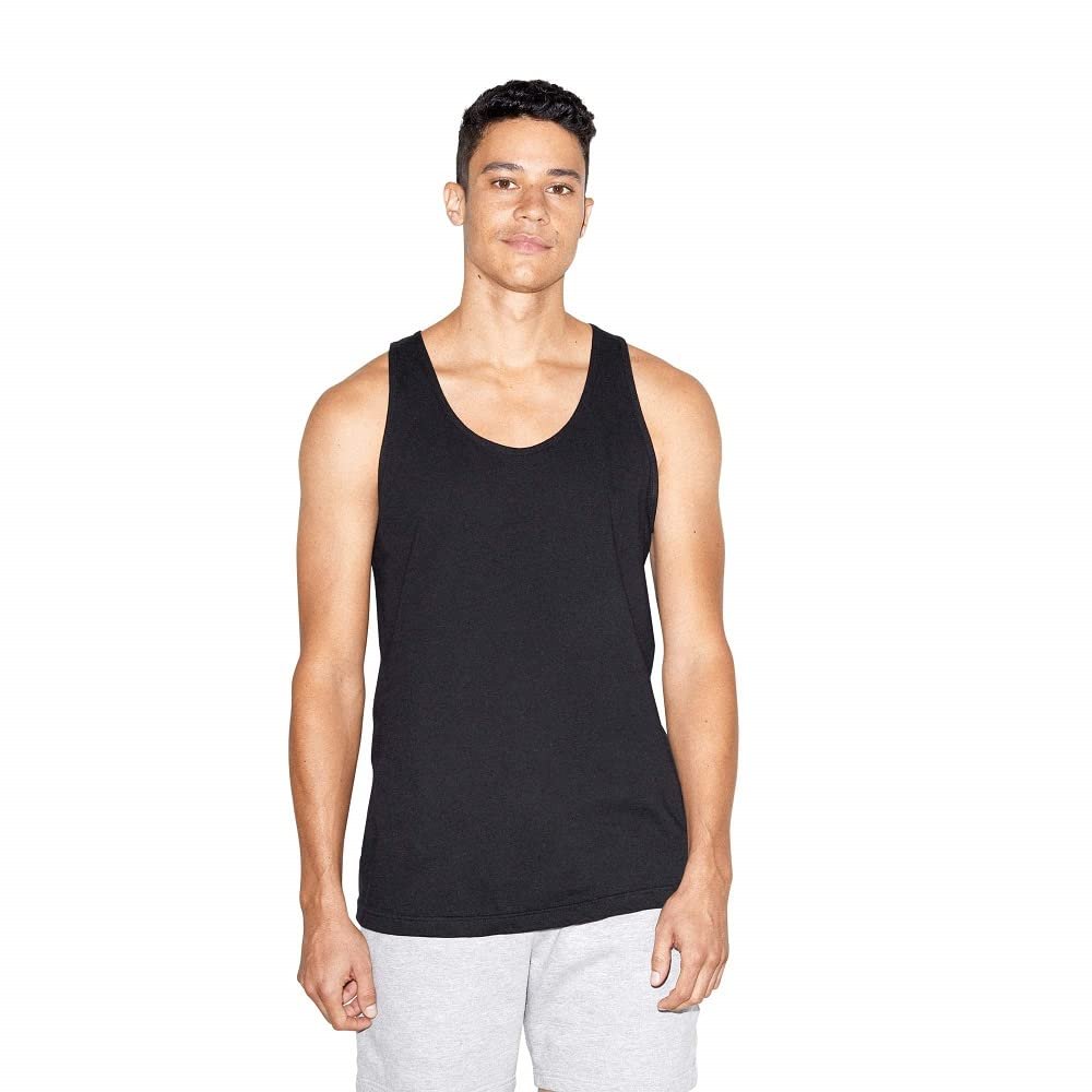 American Apparel Men's Fine Jersey Sleeveless Tank, Black, Large