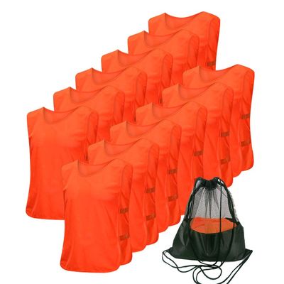 Antoyo Pinnies Adult Football Jersey, Adjustable Mesh Soccer Jersey Orange-L
