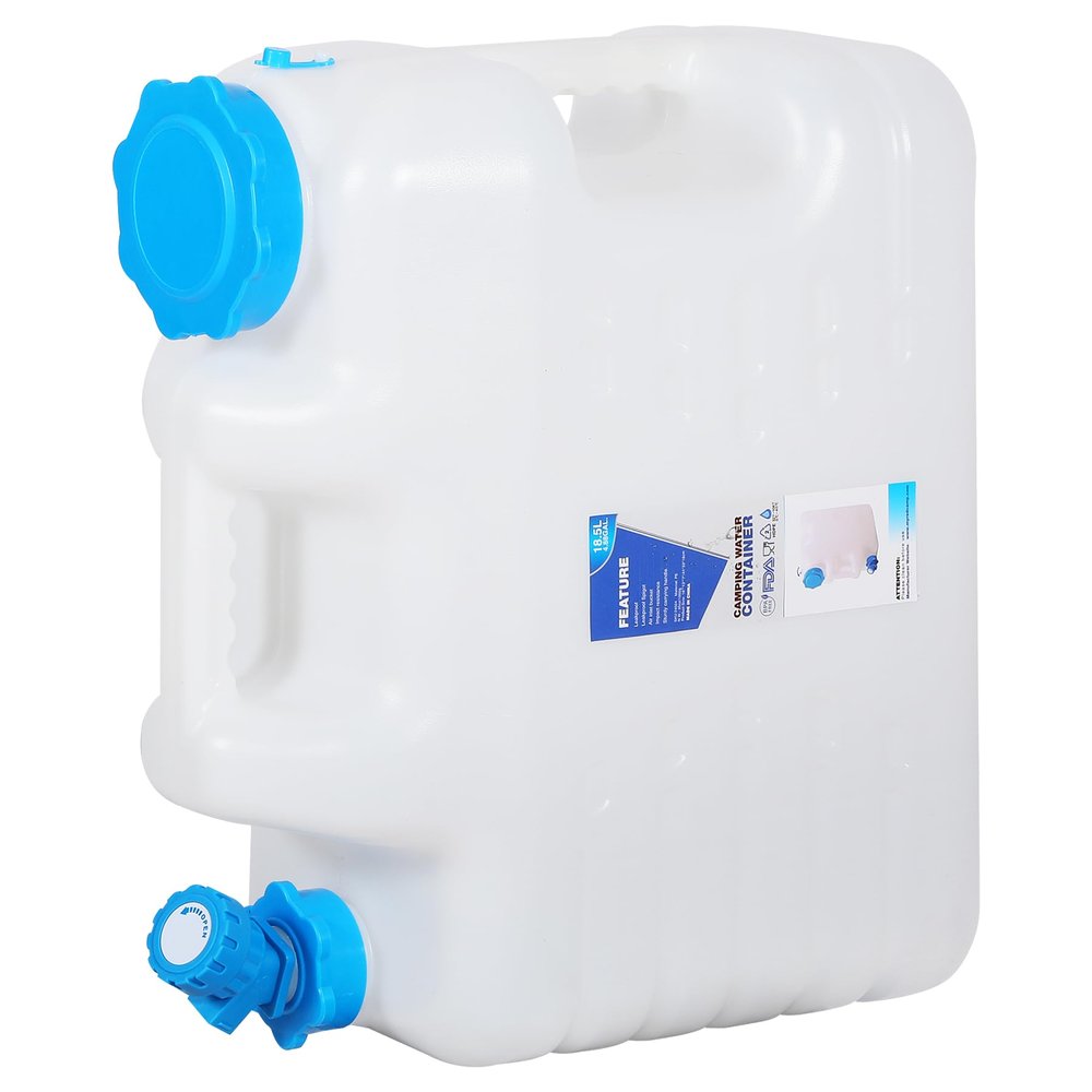 RedSwing 4.9 Gallon/18.5L Portable Water Container with Spigot, Water Storage Carrier for Camping Outdoor Hiking Backpacking, BPA Free, White
