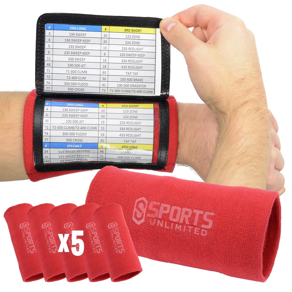 Sports Unlimited Adult Triple Wrist Coach, Football Wristbands for Plays, Baseball Wristbands, QB Arm Bands