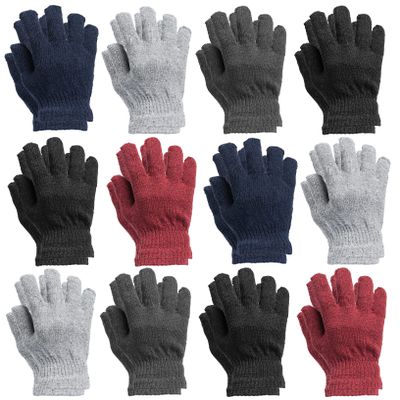 Yacht & Smith 12 Pack Of Wholesale Beanie and Glove Winter Bulk Kit, Kids Adults Bulk Sets, Homeless Donation Shelters