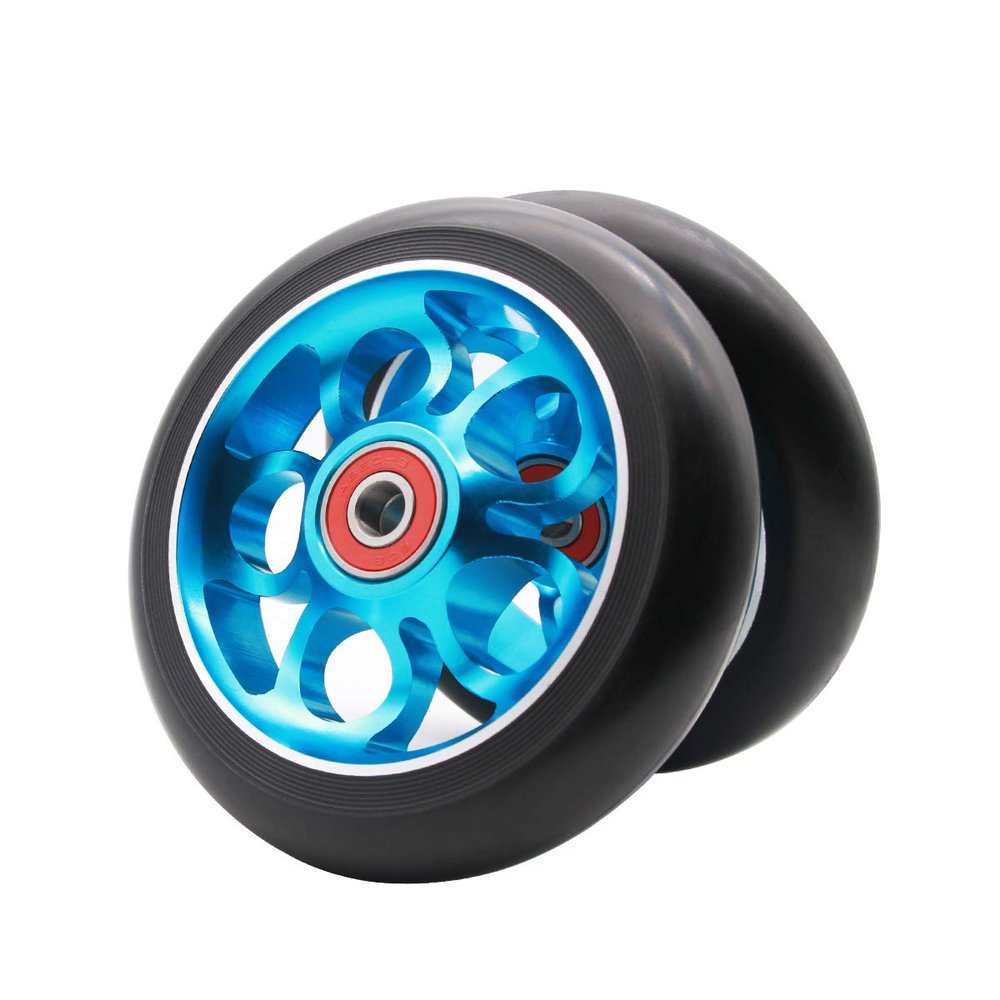 2Pcs 110mm Pro Scooter Wheels with Abec 9 Bearings Fit for MGP/Razor/Lucky Envy/Vokul Pro Scooters Replacement Wheels (Blue)