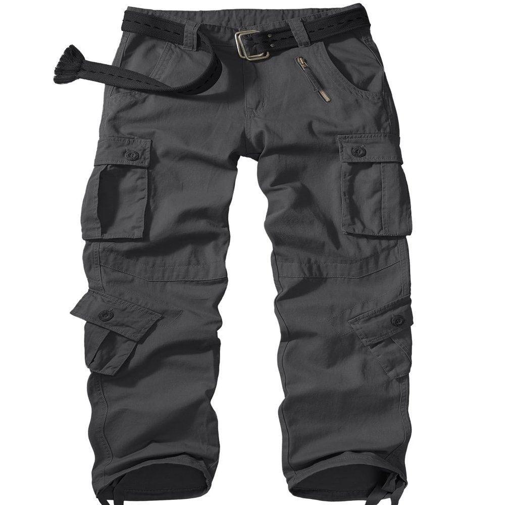 Men's BDU Casual Military Pants, Tactical Wild Army Combat ACU Rip Stop Camo Cargo Work Pants Trousers with 8 Pockets #7533 Dark Grey 38