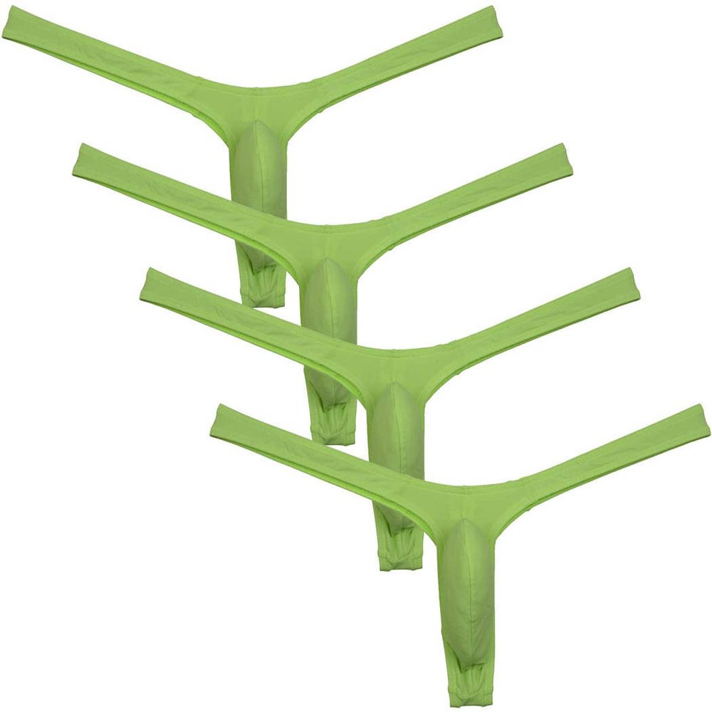 JAXFSTK Men's Posing Bikini Thong Underwear Minimal Coverage Maximal Comfort T-back Fruit Green 4-Pack L