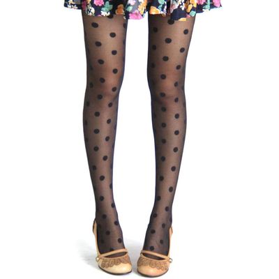 Newooh Women Vintage Polka Dot Lace Pantyhose Sexy Black Tight Ultra-thin Mesh Stockings