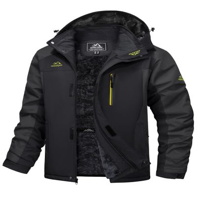 MAGCOMSEN Snowboard Jacket Men Winter Waterproof Ski Snow Parka Windbreaker Fleece Jacket with Hood Outdoor Hiking Dark Grey, M