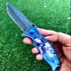Super knife Spring Assisted Pocket Knife, Folding Pocket Knife 8.5" Length, Stainless Steel Tactical Knife with Cleaver Blade 3.25" Perfect for Camping, Hunting, Indoor, Outdoor Activities (Blue) view 1