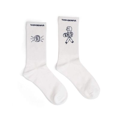 SUNS Cartoon illustration asymmetrical cute personality cotton socks mid tube socks men and women couple socks-White coin pig_36-42