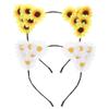 Amosfun Flower Crowns for Women Tiara Headband 2pcs Sunflower Cat Ears Headband Hair Hoop Women Girl Floral Headpiece Sunflower view 1