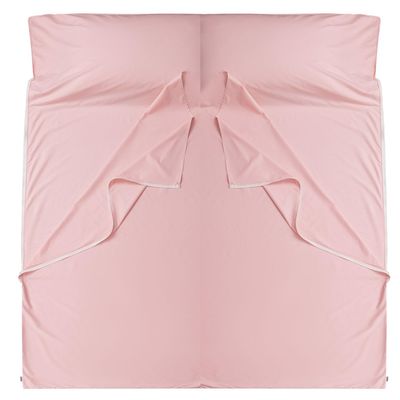 Cozysilk Brand - GANNAFEE Cotton Sleeping Bag Liner with Zipper - 100% Cotton Travel Sheet Sleep Sack Adult - Travel Sleeping Bag for Hotels Camping Hiking (Double - 71 x 87 inch, Pink)