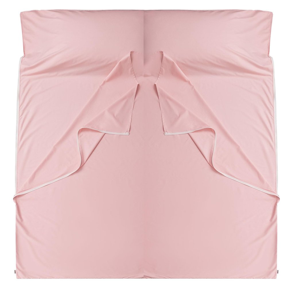 Cozysilk Brand - GANNAFEE Cotton Sleeping Bag Liner with Zipper - 100% Cotton Travel Sheet Sleep Sack Adult - Travel Sleeping Bag for Hotels Camping Hiking (Double - 71 x 87 inch, Pink)