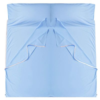 Cozysilk Brand - GANNAFEE Cotton Sleeping Bag Liner with Zipper - 100% Cotton Travel Sheet Sleep Sack Adult - Travel Sleeping Bag for Hotels Camping Hiking (Double - 71 x 87 inch, Blue)