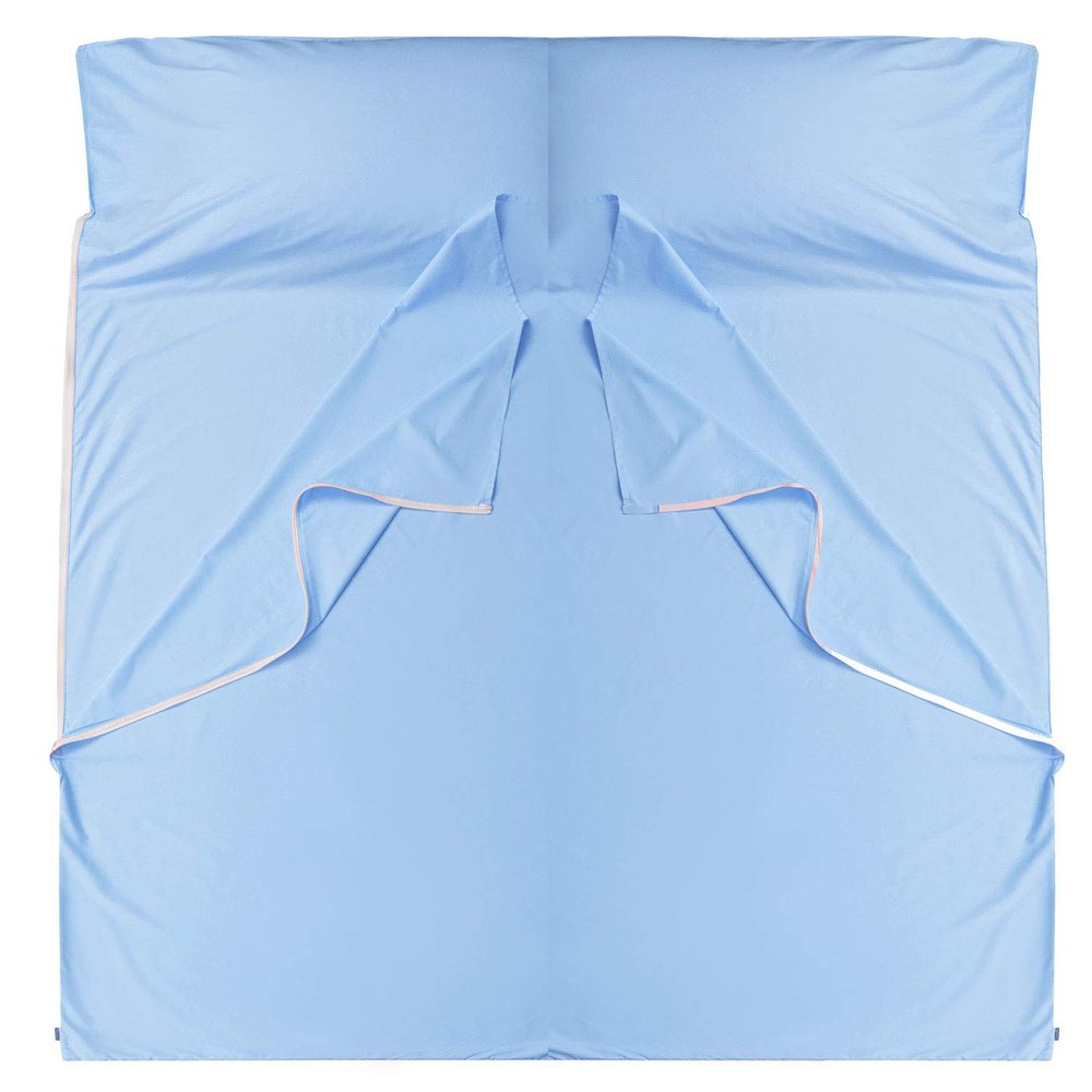 Cozysilk Brand - GANNAFEE Cotton Sleeping Bag Liner with Zipper - 100% Cotton Travel Sheet Sleep Sack Adult - Travel Sleeping Bag for Hotels Camping Hiking (Double - 71 x 87 inch, Blue)