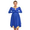 MYRISAM Women Asymmetric Praise Dance Robe Adult Long Sleeve Gold Metallic Ruffle Celebration Dress Irregular Worship Costume Royal Blue XL view 2