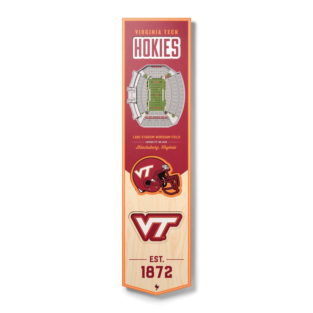 YouTheFan NCAA Virginia Tech Hokies 3D Stadium 8x32 Banner - Lane Stadium Worsham Field
