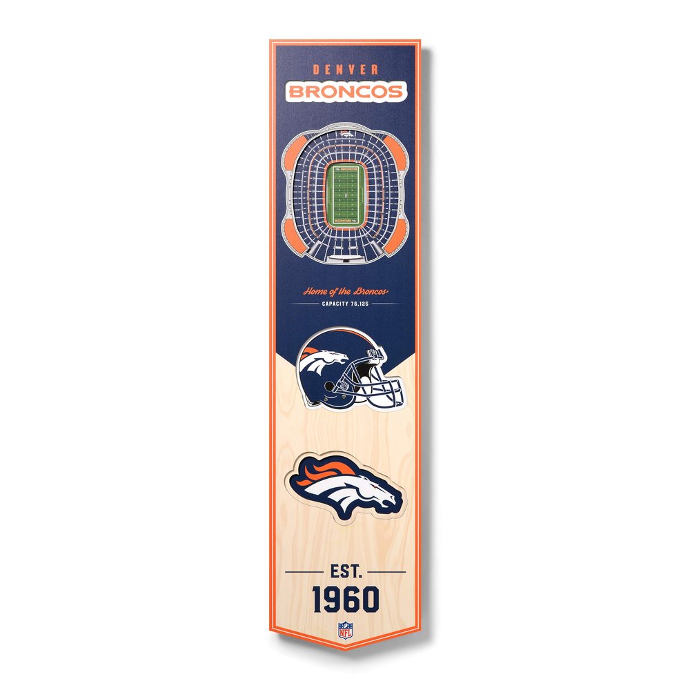 NFL Denver Broncos Mile High Stadium 3D Stadium Banner-8x323D Stadium Banner - 8"x 32", Team Colors, 8" x 32"