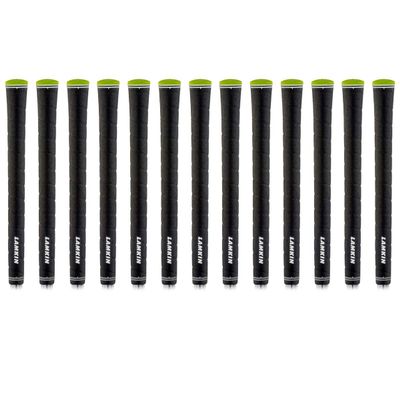 Lamkin Sonar+ Wrap Calibrate Standard Golf Grips, 13 Piece Ribbed Reminder Golf Grip Pack, Black/Green
